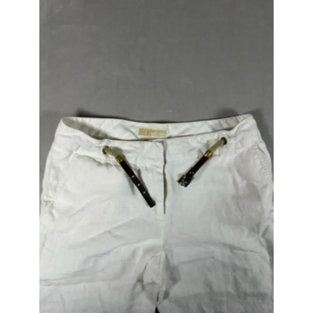 Michael Kors White Linen Pants‎ With Belt Size 6